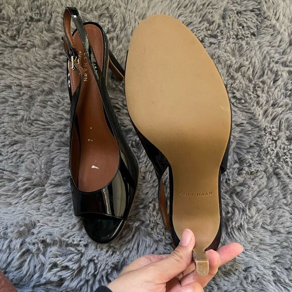 NWOT cole haan patent leather peep toe heels - Picture 5 of 5